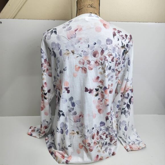 Unbranded Fall Spring Flowers & Leaves Round Neck Long Sleeve Tee Women's Size M - Picture 3 of 3
